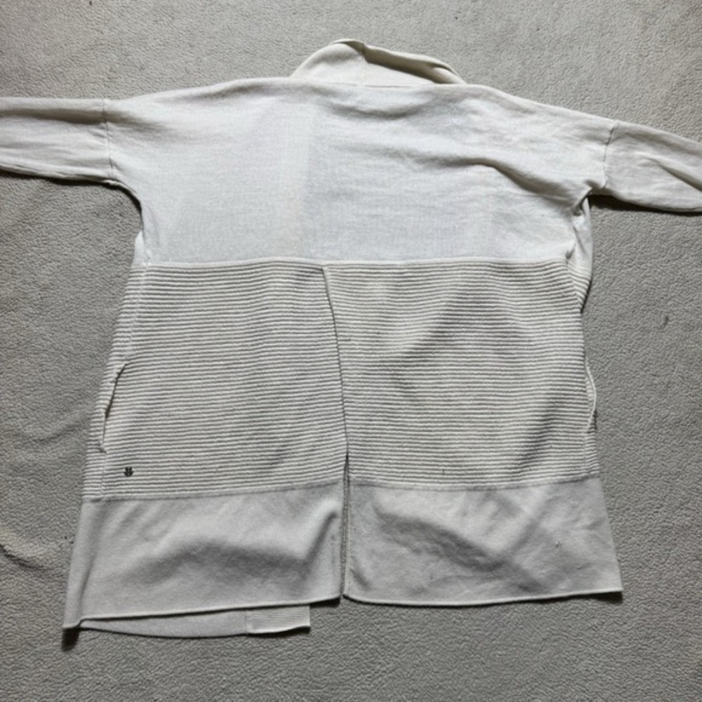 Lululemon Cardigan Womens Large Sit In Lotus Wrap II Merino Wool Split Back Rib - Picture 9 of 11